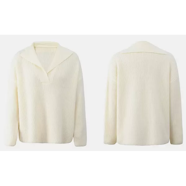 CHARTOU Women's Casual Shawl Collar Drop Shoulder Knitted Ribbed Sweater Jersey Jumper Tops