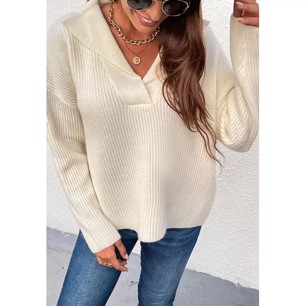 CHARTOU Women's Casual Shawl Collar Drop Shoulder Knitted Ribbed Sweater Jersey Jumper Tops