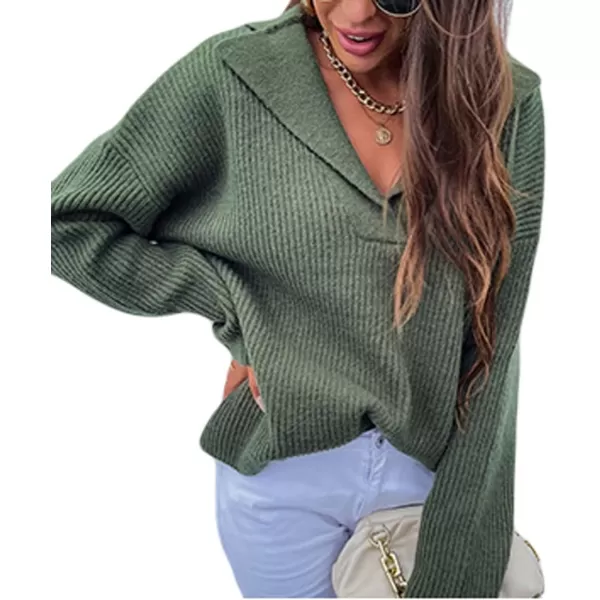 CHARTOU Women's Casual Shawl Collar Drop Shoulder Knitted Ribbed Sweater Jersey Jumper Tops