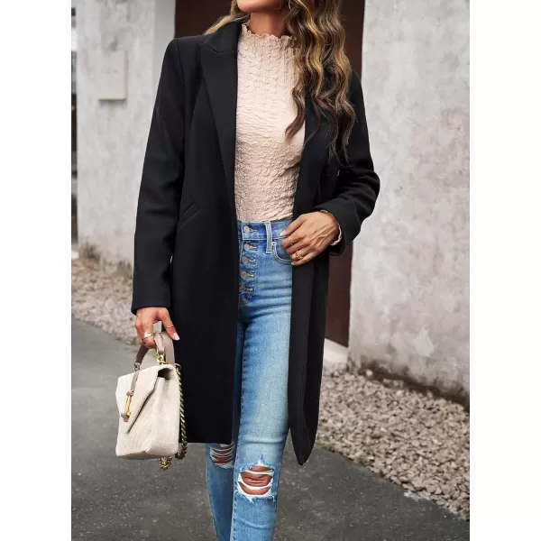 CHARTOU Women's Casual Wool Blend Notch Lapel Single Breasted Pea Coat Overcoat