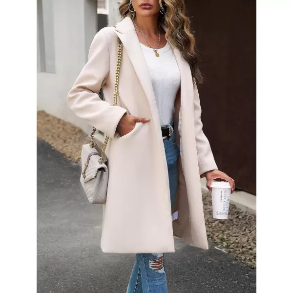 CHARTOU Women's Casual Wool Blend Notch Lapel Single Breasted Pea Coat Overcoat