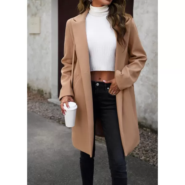 CHARTOU Women's Casual Wool Blend Notch Lapel Single Breasted Pea Coat Overcoat
