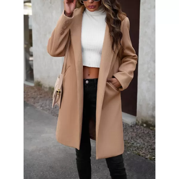 CHARTOU Women's Casual Wool Blend Notch Lapel Single Breasted Pea Coat Overcoat