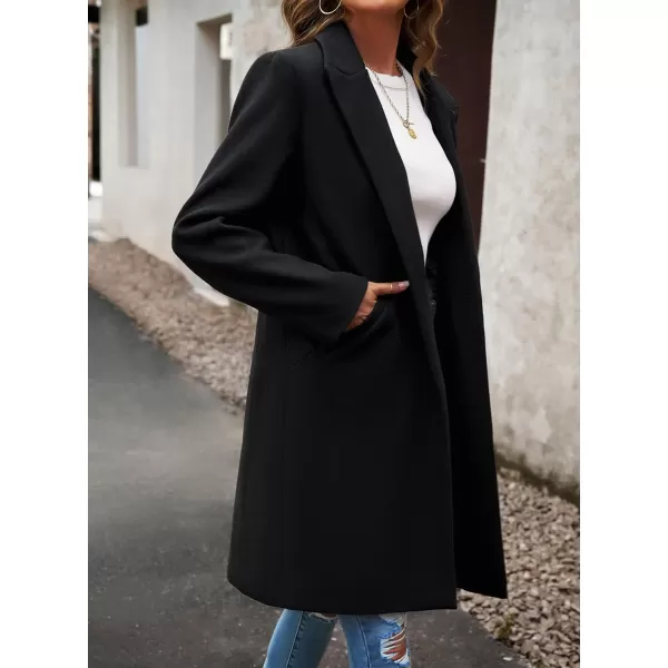 CHARTOU Women's Casual Wool Blend Notch Lapel Single Breasted Pea Coat Overcoat