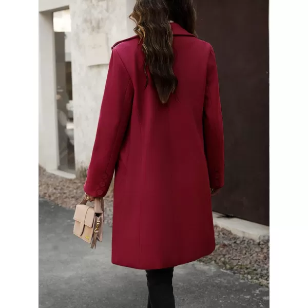 CHARTOU Women's Casual Wool Blend Notch Lapel Single Breasted Pea Coat Overcoat