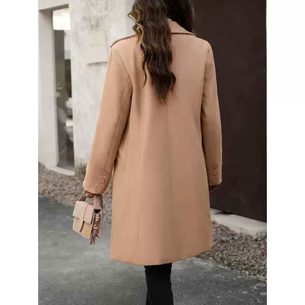 CHARTOU Women's Casual Wool Blend Notch Lapel Single Breasted Pea Coat Overcoat