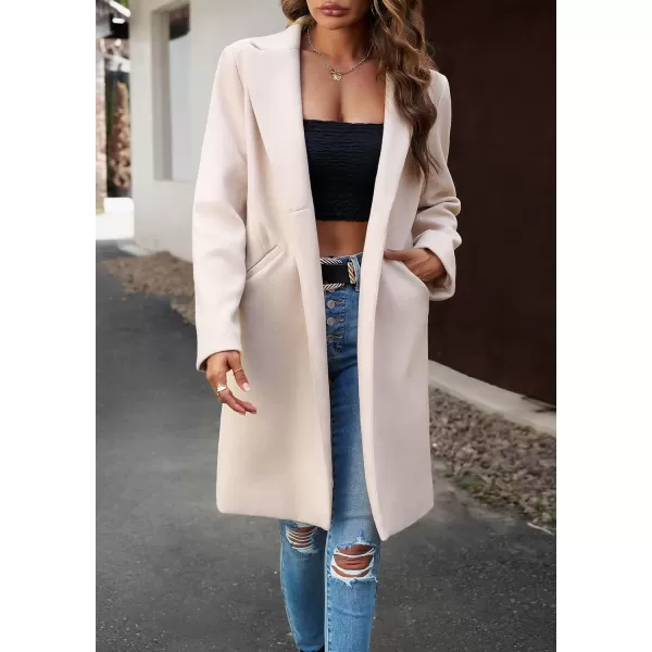 CHARTOU Women's Casual Wool Blend Notch Lapel Single Breasted Pea Coat Overcoat