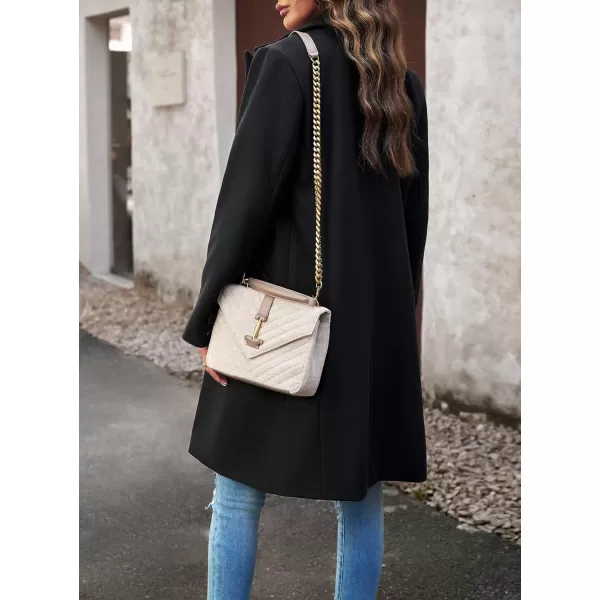 CHARTOU Women's Casual Wool Blend Notch Lapel Single Breasted Pea Coat Overcoat