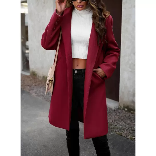 CHARTOU Women's Casual Wool Blend Notch Lapel Single Breasted Pea Coat Overcoat