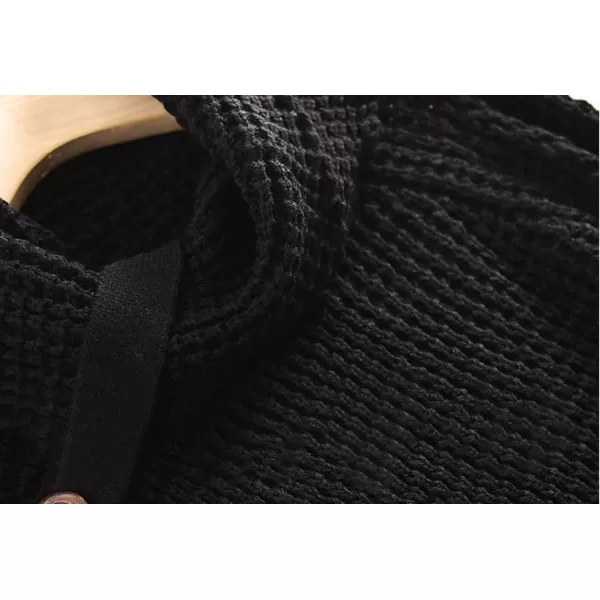 CHARTOU Women's Cowl Neck Knit Waffle Sweater Irregular Hem Slant Button Up Pullover Knitwear