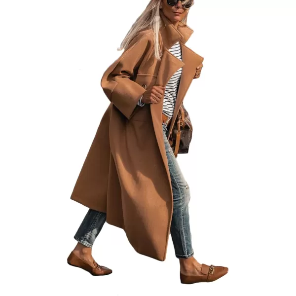 CHARTOU Women's Elegant Single-Breast Wool Blend Long Length Oversized Pea Coat Overcoat