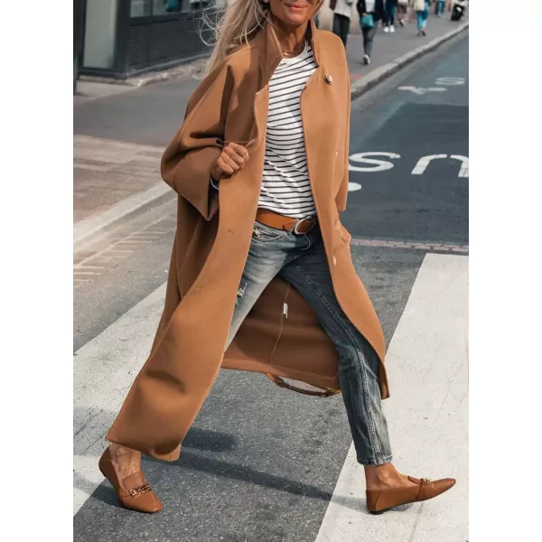 CHARTOU Women's Elegant Single-Breast Wool Blend Long Length Oversized Pea Coat Overcoat
