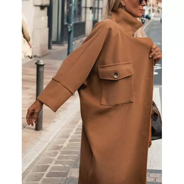 CHARTOU Women's Elegant Single-Breast Wool Blend Long Length Oversized Pea Coat Overcoat