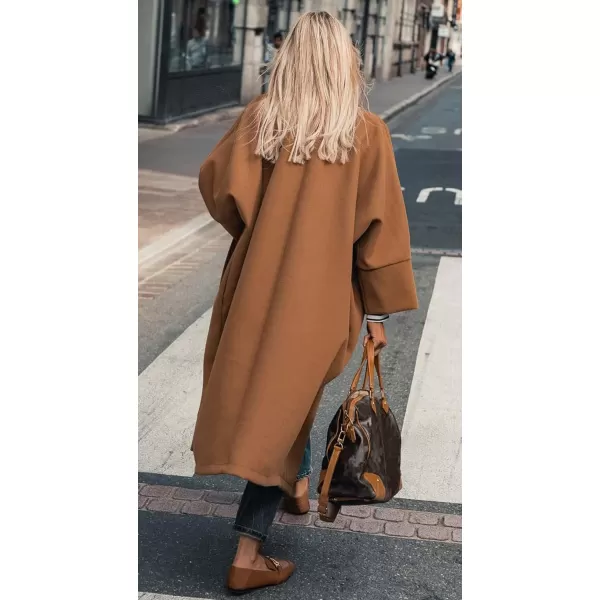 CHARTOU Women's Elegant Single-Breast Wool Blend Long Length Oversized Pea Coat Overcoat
