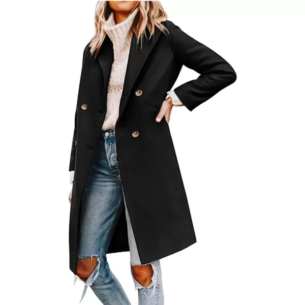 CHARTOU Women's Oversized Wool Blend Notch Lapel Double Breasted Pea Coat
