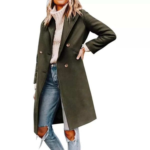 CHARTOU Women's Oversized Wool Blend Notch Lapel Double Breasted Pea Coat