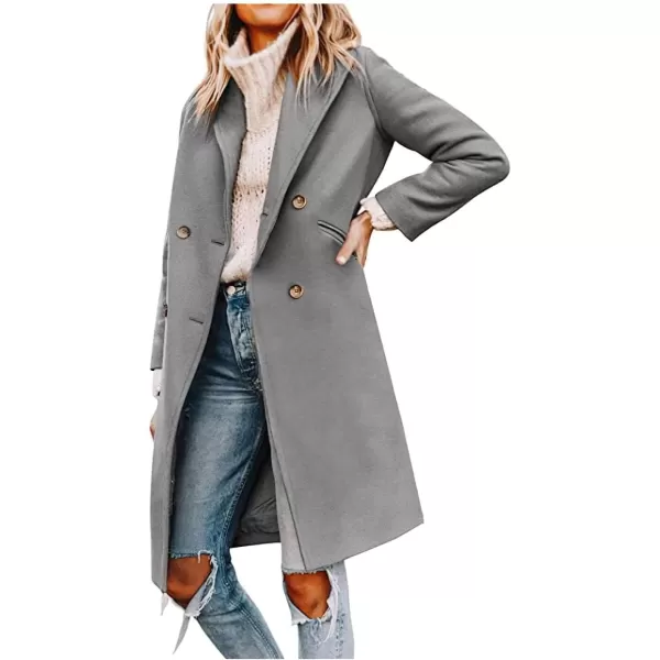 CHARTOU Women's Oversized Wool Blend Notch Lapel Double Breasted Pea Coat