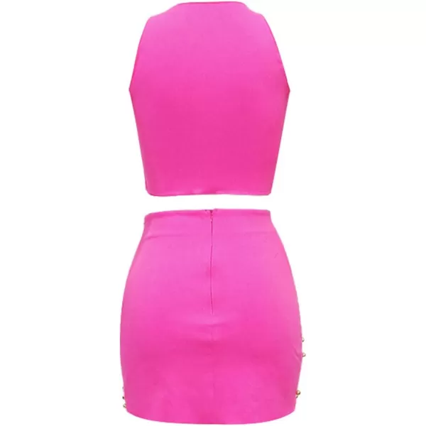CHARTOU Women's Sexy Summer 2 Pieces Outfit Beaded Crop Tops and Irregular Skirts Sets