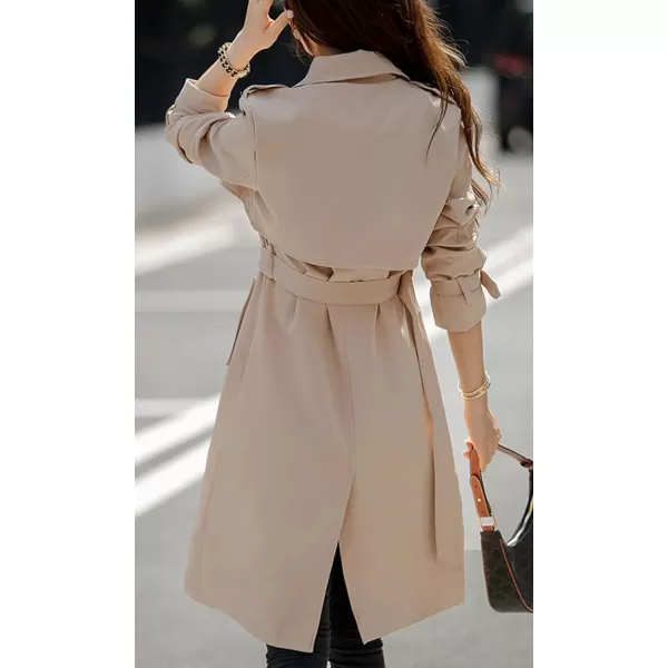 CHARTOU Women's Slim Notched Collar Double Breasted Trench Coat Windbreaker with Belt