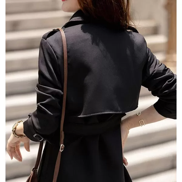 CHARTOU Women's Slim Notched Collar Double Breasted Trench Coat Windbreaker with Belt