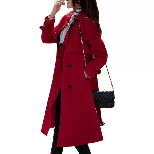 CHARTOU Women's Slim Notched Collar Double Breasted Trench Coat Windbreaker with Belt