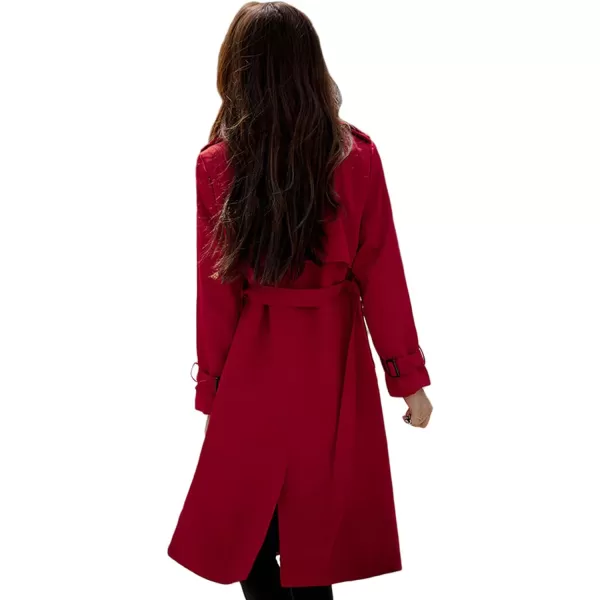 CHARTOU Women's Slim Notched Collar Double Breasted Trench Coat Windbreaker with Belt