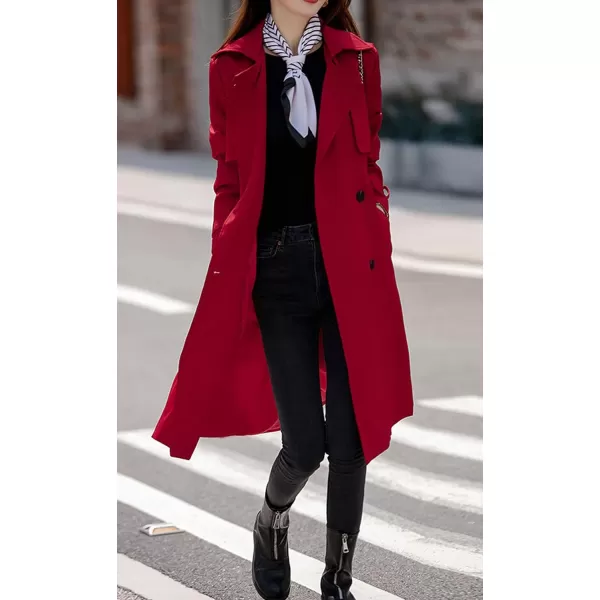CHARTOU Women's Slim Notched Collar Double Breasted Trench Coat Windbreaker with Belt