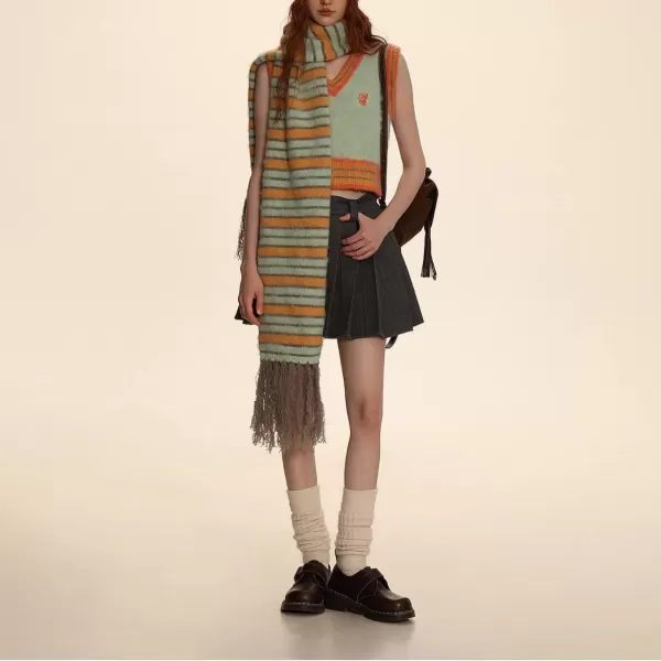 CHARTOU Women's Sweater Vest Sets 2 Piece Outfits Color Block Plaid Cardigan Sweater Striped Embroidered Knit V Neck Vest Set