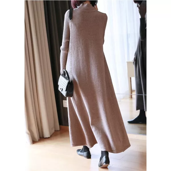 CHARTOU Women's Turtleneck Long Sleeve Knitted Sweater Maxi Swing Dress
