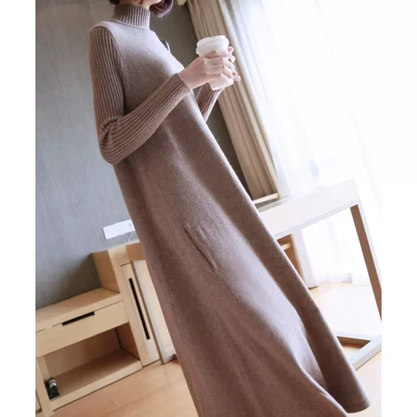 CHARTOU Women's Turtleneck Long Sleeve Knitted Sweater Maxi Swing Dress