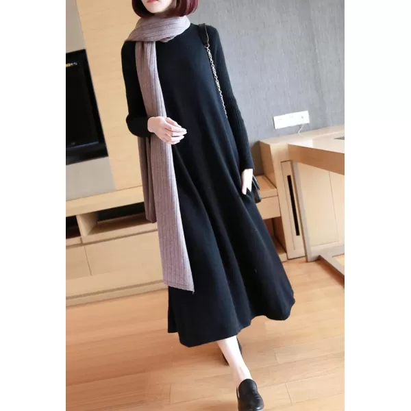 CHARTOU Women's Turtleneck Long Sleeve Knitted Sweater Maxi Swing Dress