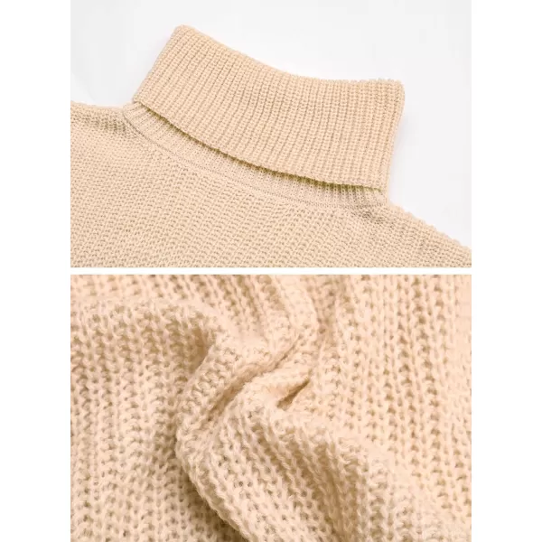 CHARTOU Women's Turtleneck Sweater Dress Knitted Long Sleeve Side Split Slouchy Pullover Jumper