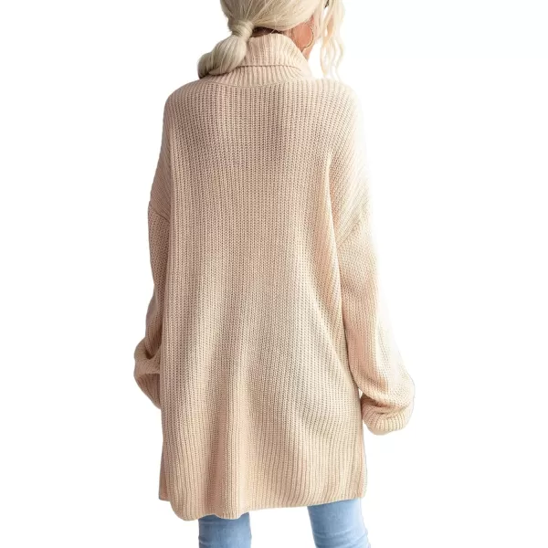 CHARTOU Women's Turtleneck Sweater Dress Knitted Long Sleeve Side Split Slouchy Pullover Jumper