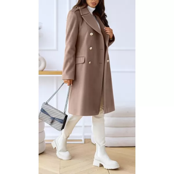 CHARTOU Women's Winter Jacket Double-Breasted Wool Blend Warm Long Trench Coat