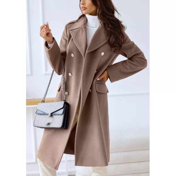 CHARTOU Women's Winter Jacket Double-Breasted Wool Blend Warm Long Trench Coat