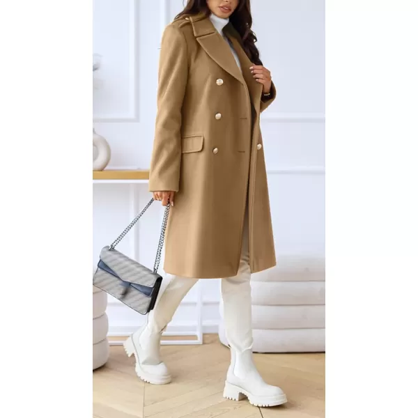 CHARTOU Women's Winter Jacket Double-Breasted Wool Blend Warm Long Trench Coat