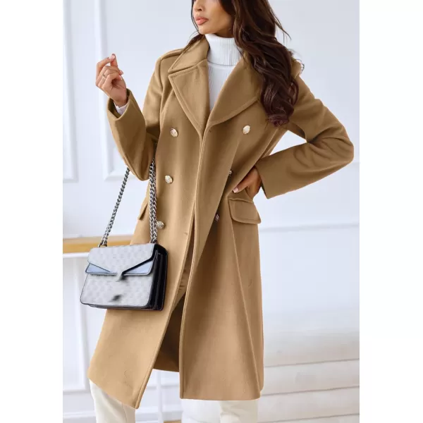 CHARTOU Women's Winter Jacket Double-Breasted Wool Blend Warm Long Trench Coat
