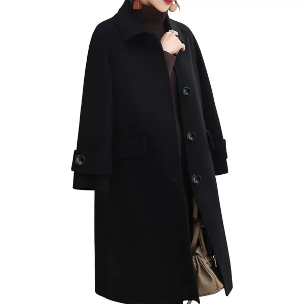 CHARTOU Women's Wool Blend Coat Herringbone Tweed Single Breasted Pea Coat Overcoat