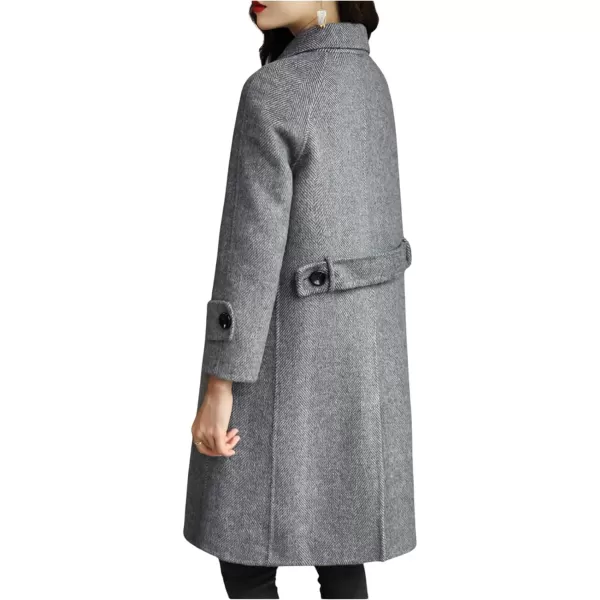 CHARTOU Women's Wool Blend Coat Herringbone Tweed Single Breasted Pea Coat Overcoat