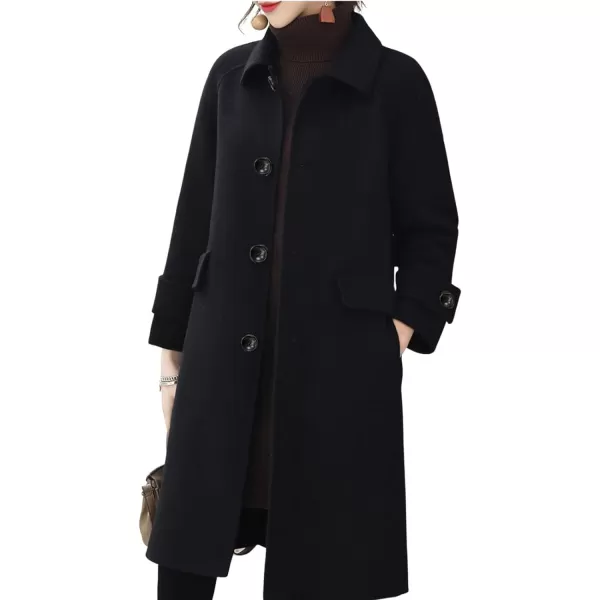 CHARTOU Women's Wool Blend Coat Herringbone Tweed Single Breasted Pea Coat Overcoat