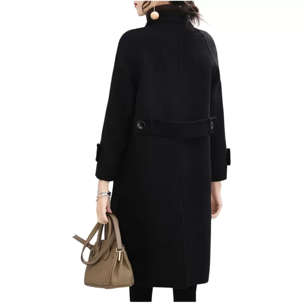 CHARTOU Women's Wool Blend Coat Herringbone Tweed Single Breasted Pea Coat Overcoat