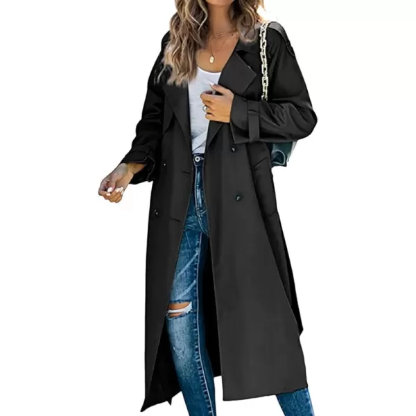 CHARTOU Women Trench Coat Mid Length Double Breasted Lightweight Jacket Windproof Long Duster Coat Overcoat