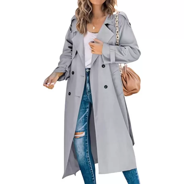 CHARTOU Women Trench Coat Mid Length Double Breasted Lightweight Jacket Windproof Long Duster Coat Overcoat