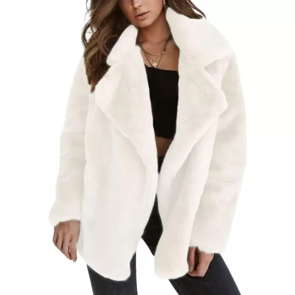 CHARTOU Women Winter Faux Fur Coat Fuzzy Sherpa Fleece Jacket Open Front Teddy Bear Coat Overcoat