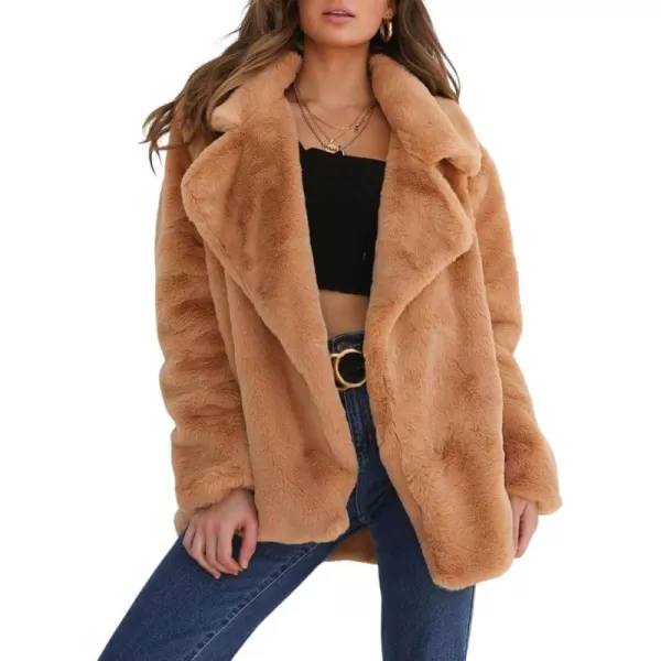 CHARTOU Women Winter Faux Fur Coat Fuzzy Sherpa Fleece Jacket Open Front Teddy Bear Coat Overcoat