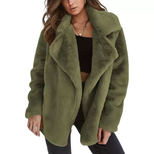 CHARTOU Women Winter Faux Fur Coat Fuzzy Sherpa Fleece Jacket Open Front Teddy Bear Coat Overcoat