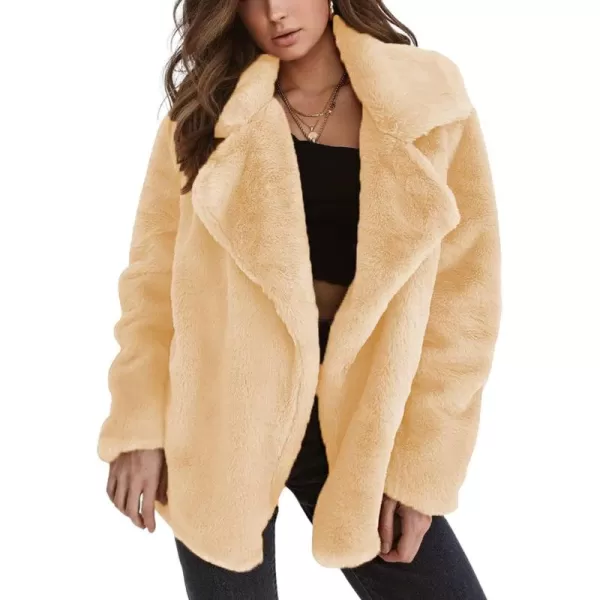 CHARTOU Women Winter Faux Fur Coat Fuzzy Sherpa Fleece Jacket Open Front Teddy Bear Coat Overcoat