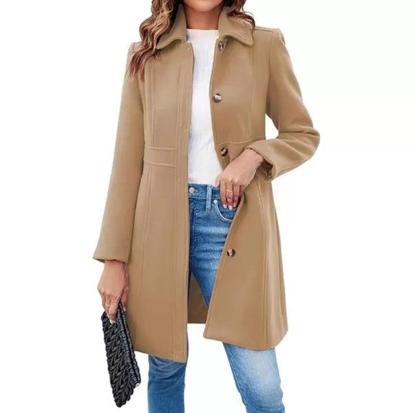 CHARTOU Women Wool Blend Pea Coat Jacket Winter Single Breasted Woolen Turndown Trench Coat Peacoat Overcoat