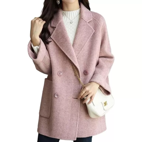 CHARTOU Women Wool Coat Peacoat Jacket Thick Loose Double Breasted Pea Coat Woolen Winter Overcoat