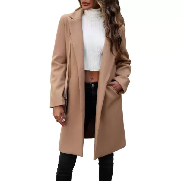 CHARTOU Women's Casual Wool Blend Notch Lapel Single Breasted Pea Coat Overcoat